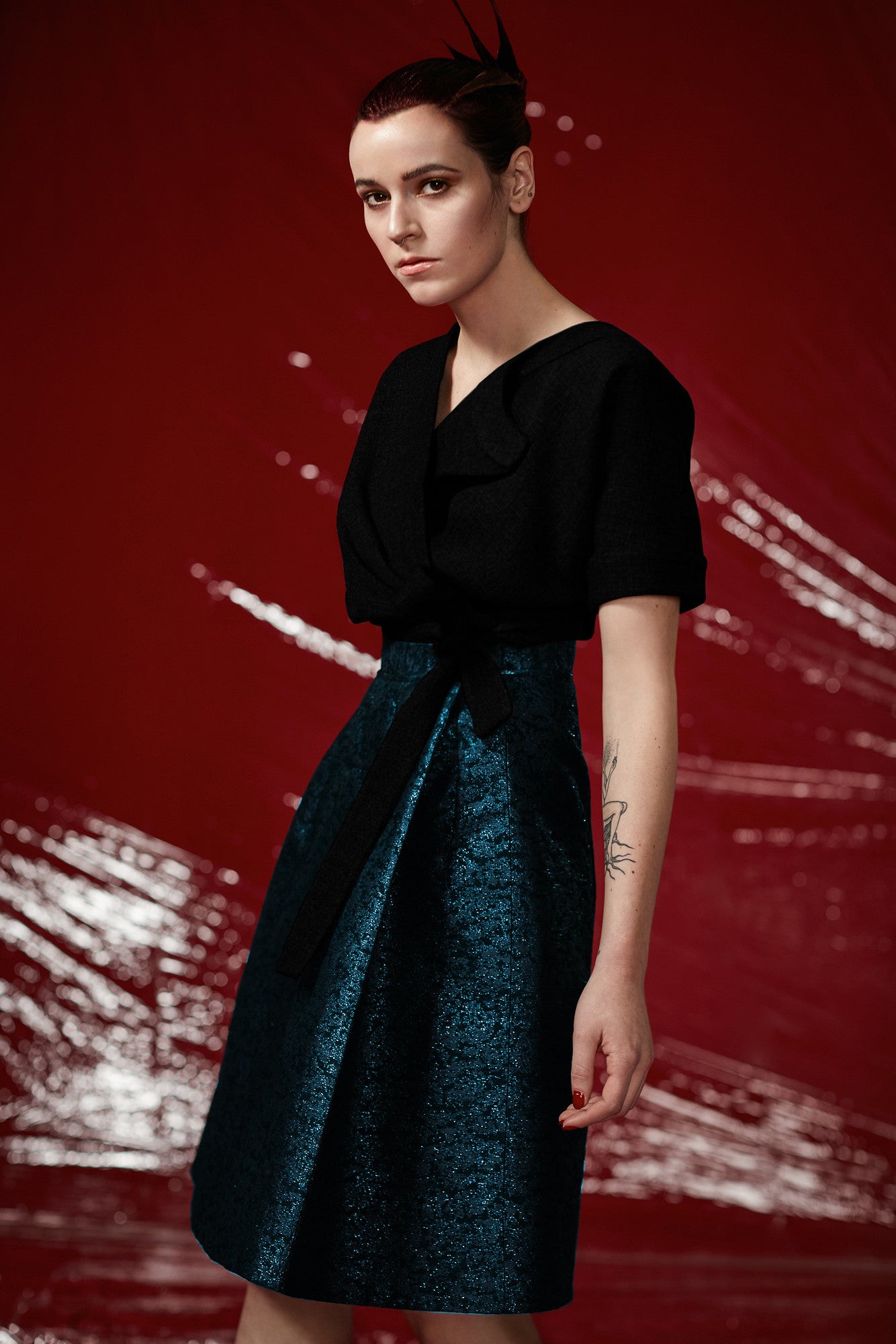Tonal Brocade "Violetta" Skirt