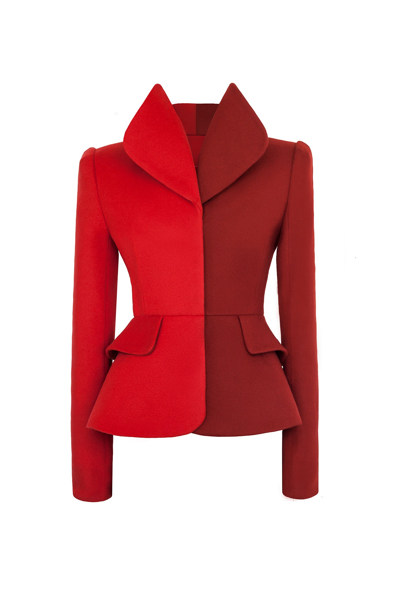CIMONE's AW17 Dietrich jacket. Named after Marlene! This sculptural tailored and fitted suit jacket is fabricated in two-tone  red and burnt orange wool.