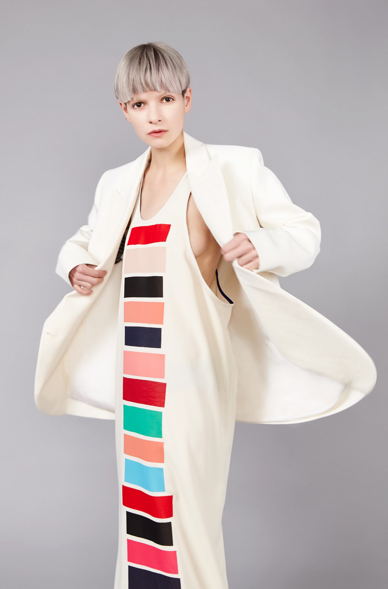 White and Cream "Tria" Formal Jacket