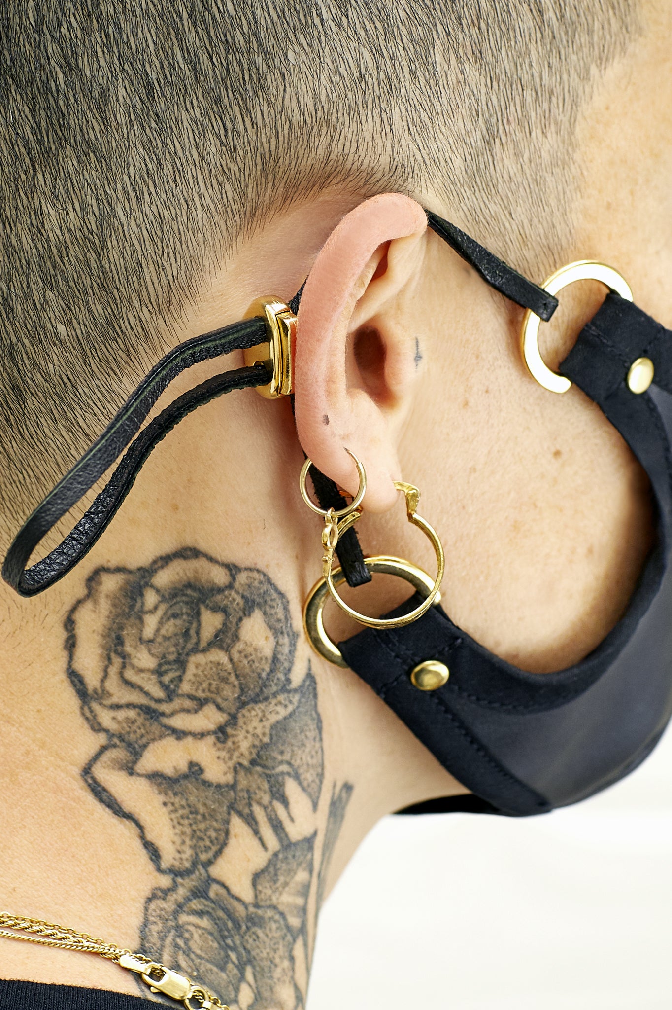 Black leather face mask