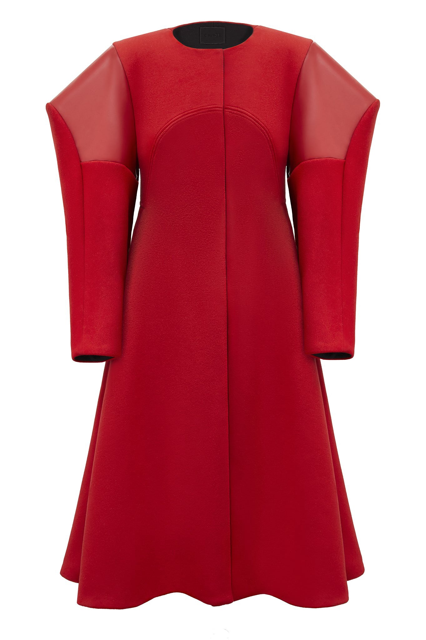 Red Wool and Latex "Broad" Coat