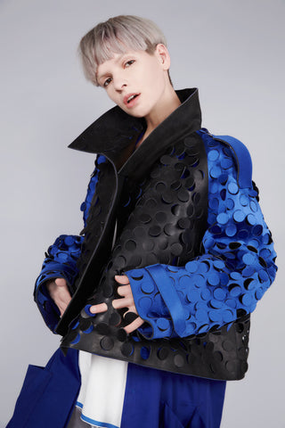 Leather Bonded Die Cut "Chameleon" Cropped Trench