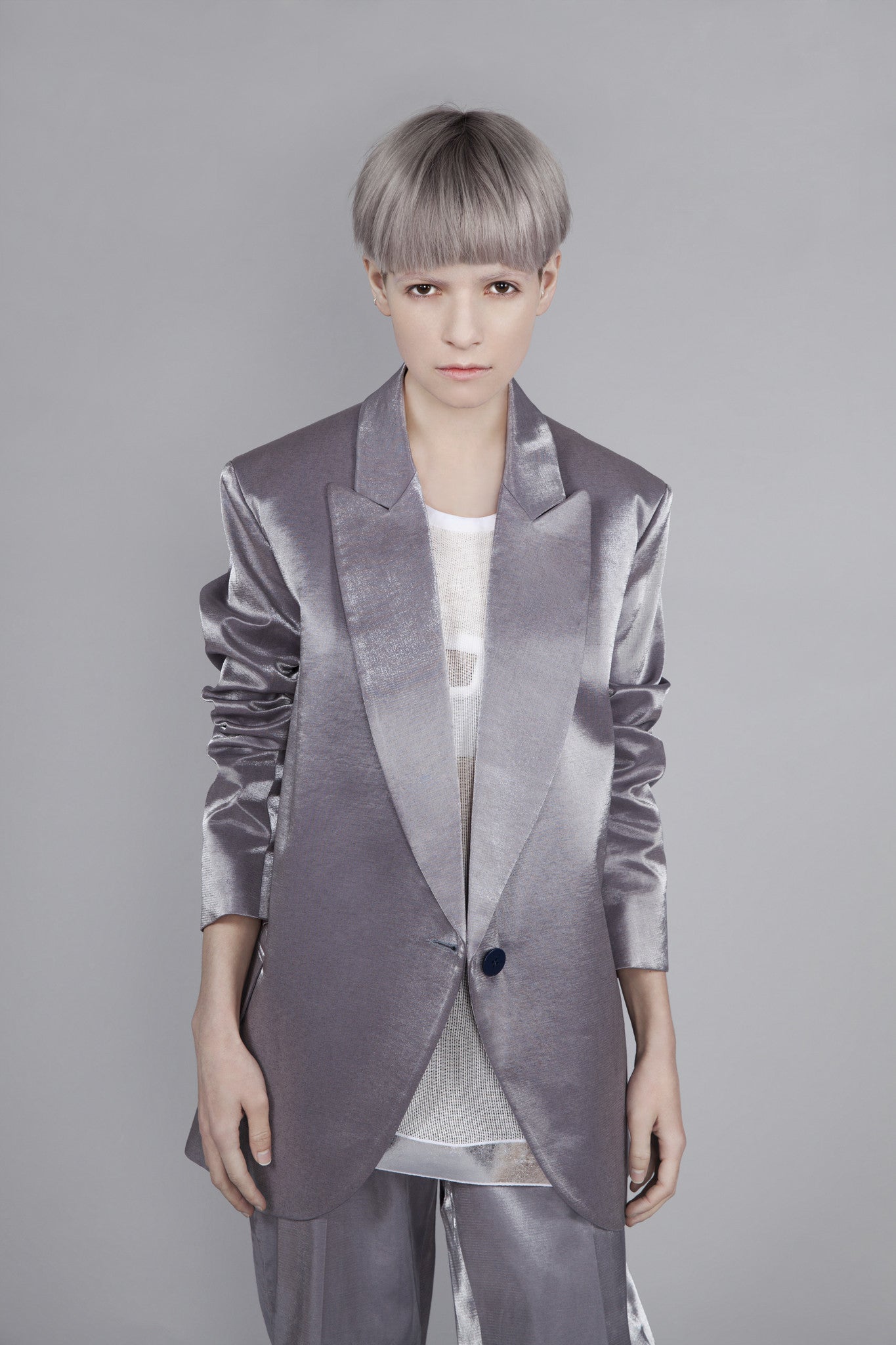 High Shine Silver "Tria" Formal Jacket