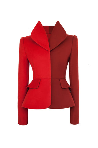 CIMONE's AW17 Dietrich jacket. Named after Marlene! This sculptural tailored and fitted suit jacket is fabricated in two-tone  red and burnt orange wool. 