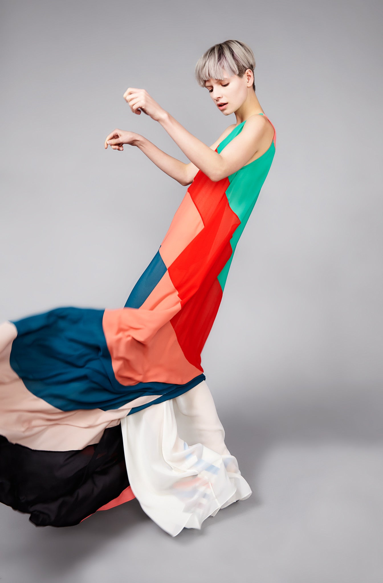 Multicoloured "Helter" One Shoulder Dress