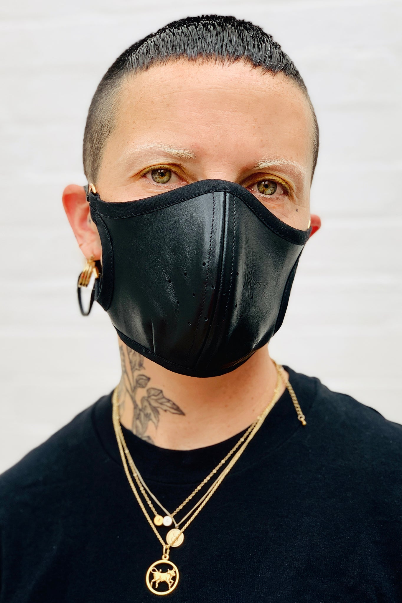 Black leather face mask