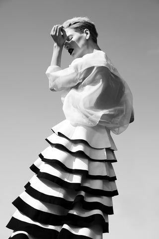 White and Black Wool "Vex" Skirt