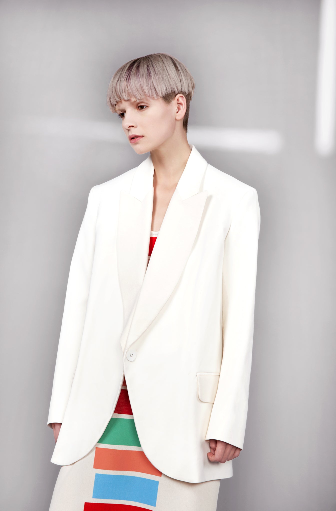 White and Cream "Tria" Formal Jacket