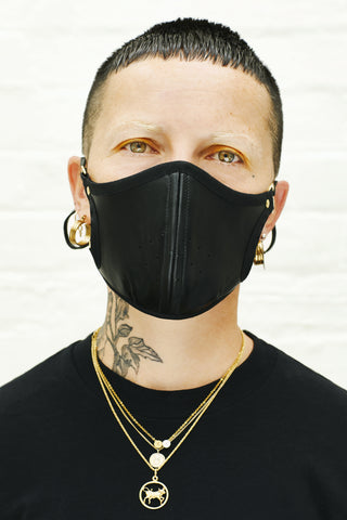 Black leather face mask